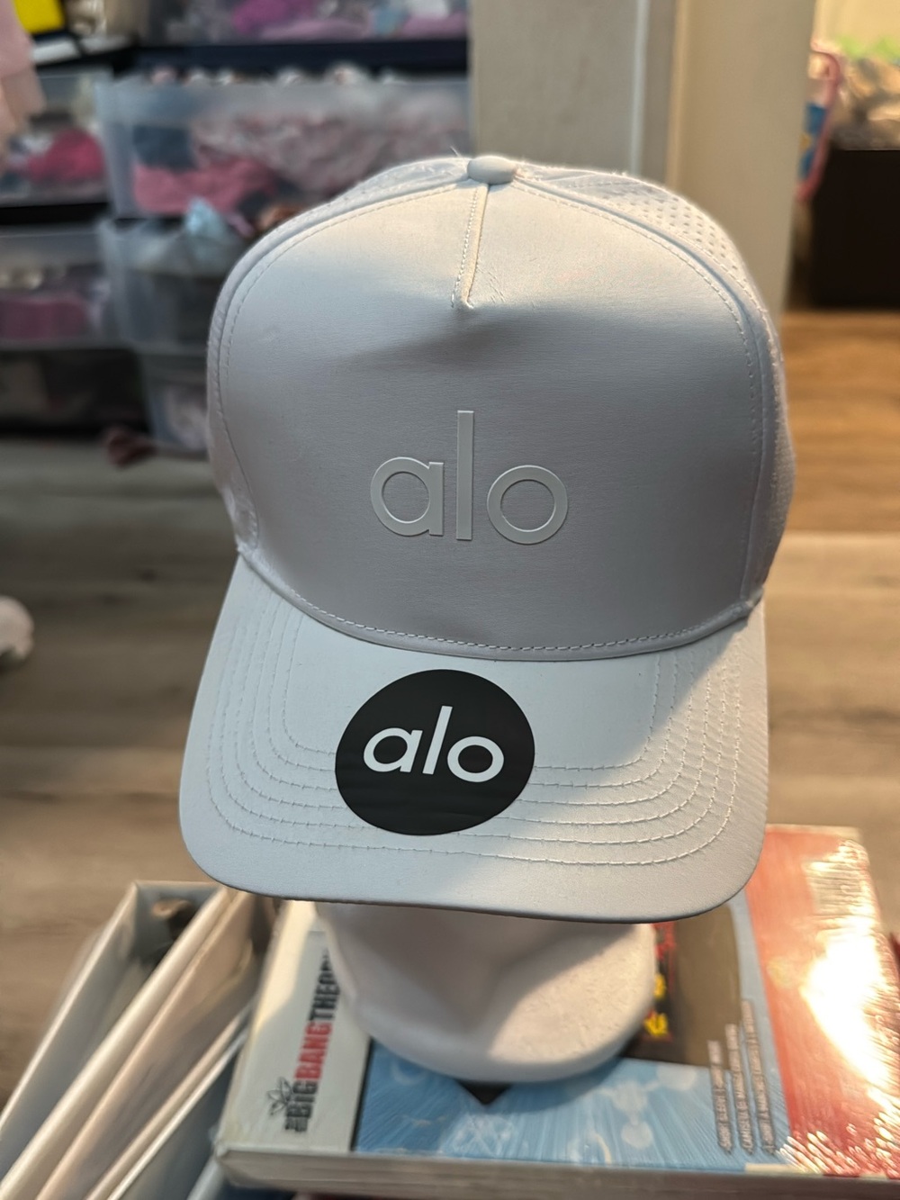 ALO Yoga Kids White Trucker Hat with Raised Logo
